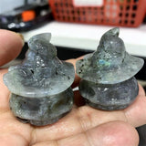 HULIANFU SkullS Pumpkin Figurine Labradorite Reiki Healing Hand Carved Home Halloween Decoration Gift 1pcs