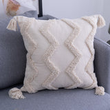 HULIANFU Simple Square Tassel European Style Sofa Pillow Ins Cushion Retro Style Throw Pillow Home Decorative Cushion Cover Without Core