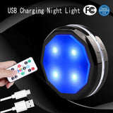 HULIANFU LED Under Cabinet Lighing Rechargeable Puck Light Closet Lights With Remote Counter Bookshelf Portable Round RGB Night Light