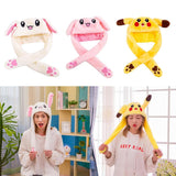 HULIANFU Lovely Luminous/no light Plush Rabbit Hat Funny Play Toy Up Down Moving Bunny Ears Toy Hat Girlfriend Children Gifts