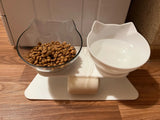 HULIANFU Non-Slip Pet Bowls For Cats Food Cat Water Bowl Double Cat Bowl Dog Bowl Pet Feeding Cat Dogs Feeder Protection Cervical