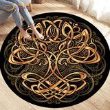 HULIANFU Viking Valknut Yggdrasil Tree of Life Area Rug Round Carpets Rugs for Living Room Bedroom Foot Pad Decoration,Non-slip Floor Mat