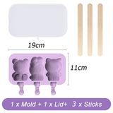 HULIANFU Silicone Ice Cream Mold Popsicle Siamese Molds with Lid DIY Homemade Ice Lolly Mold Cartoon Cute Image Handmade Kitchen Tools
