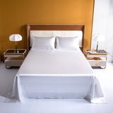 HULIANFU Satin Silk Sheet Set King Size Luxury Rayon Flat Sheet Set Solid Color Bed Sheet Set Single Double Fitted Sheet Set