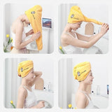 HULIANFU Microfiber Towel Hair Towel Bath Towels For Adults Women Home Embroidered Daisy Animal Coral Velvet Shower Cap Dry Hair Cap 1pc