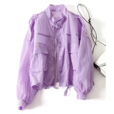Hulianfu 2023 New Summer Korean Sun Protection Clothing Coat Women UV-proof Thin Loose Casual Female Pocket Windbreaker Jacket Tops Lady