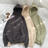 hulianfu Woman's Sweatshirts Solid Drop Shoulder Korean Female Hooded Pullovers  Thicken Warm Oversized Hoodies Women