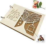 HULIANFU New Wooden Wedding Guestbook Reception Book Sign-in Book Personalized Mr. and Mrs. Photo Frame Wedding Decoration Supplies
