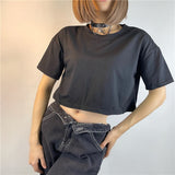 Hulianfu Harajuku Butterfly Wings Black T-shirt Sexy Hollow Out Short Sleeve Crop Top E-girl Dark Academia Grunge Pullovers Tees Women