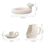 HULIANFU White Ceramic Vegetarian Candle Holder Figurines Nordic Modern Candlestick Ornament Home Interior Desktop Decoration
