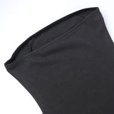 hulianfu Summer Fashion Black Tassel Sexy Tube Top Dress Outfits Women Elegant Evening Party Club Slit Bodycon Mini Dresses  Clothes