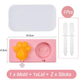 HULIANFU Silicone Ice Cream Mold Popsicle Siamese Molds with Lid DIY Homemade Ice Lolly Mold Cartoon Cute Image Handmade Kitchen Tools