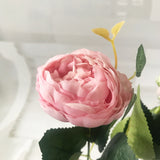 HULIANFU 2023 30cm Rose Pink Silk Peony Artificial Flowers Bouquet 5 Big Head and 4 Bud Cheap Fake Flowers for Home Wedding Decoration indoor