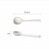 HULIANFU Ins Style Japanese Style Stoneware Small Soup Spoon, Ceramic Spoon, Long Handle Spoon, Household Cute Creative Rice Spoon