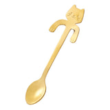 HULIANFU Stainless Steel Coffee Spoon Lovely Cute Cat Shape Teaspoon Dessert Snack Scoop Ice Cream Mini Spoons Tableware Kitchen Tools