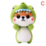HULIANFU Non-Finished Felt Kit Cute Animal Collection Panda Squirrel Cat Penguin Doll Wool Felt Poked Kitting DIY Felting Materials