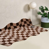 HULIANFU Retro Living Room Coffee Table Carpet Checkerboard Modern Light Luxury Bedroom Bedside Rugs Home Plush Cloakroom Decorative Rug