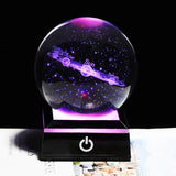 HULIANFU New 80mm K9 Crystal Solar System Planet Globe 3D Laser Engraved Sun System Ball with Touch Switch LED Light Base Astronomy Gifts
