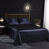 HULIANFU Luxury Emulation Silk Fitted Sheet 3/4 Pcs Sets Solid Color Satin Double Fitted Bed Sheet Set Pillowcases Queen Size Bedsheet