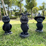 HULIANFU Resin Figure Wizard Figurines Black Magic Cat Ornaments Table Art Original Gifts Cute Miniatures Modern Room Decoration