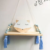 HULIANFU Nordic Nursery &amp; Kids Decor Tassels Storage Shelf Rack Wall Hanging Wood Toys Model Baby Kid Room Furnish Artic Home Decoration