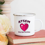 HULIANFU Merci Maîtresse/Atsem Print Coffee Mug Creative Enamel Cups Drinks Water Milk Cup Mug School Home Handle Drinkware Teacher Gifts