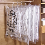 HULIANFU Transparent Clothes Compression Bag, Down Jacket Hanging Zipper Storage Bag, Clothes Organizer Plastic Bag, PE Plastic, Vacuum S