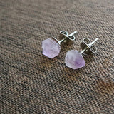 HULIANFU Natural Amethyst Rough Stone Earrings Simple and Fashionable Women  Earrings Earrings Crystal Flower Jewelry High-end Luxury