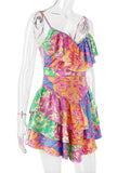 Hulianfu Summer Floral Print Dress Women Party Dress New Arrival Elegant Ruffle Dress Mini Slip Dress Backless Sexy Club Beach Dress