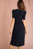 Polka Dot Print Midi Dress Woman Elegant Embroidery Short Sleeve V-neck Vestidos  Summer Femme Vintage Casual Long Robes