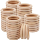 HULIANFU Unfinished Solid Wooden Rings 15-100MM Natural Wood Rings for Macrame DIY Crafts Wood Hoops Ornaments Connectors Jewelry Making