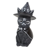 HULIANFU Resin Figure Wizard Figurines Black Magic Cat Ornaments Table Art Original Gifts Cute Miniatures Modern Room Decoration