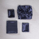 HULIANFU Luxury Emulation Silk Fitted Sheet 3/4 Pcs Sets Solid Color Satin Double Fitted Bed Sheet Set Pillowcases Queen Size Bedsheet
