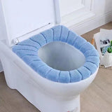 HULIANFU Winter Warm Toilet Seat Cover Closestool Mat 1Pcs Washable Bathroom Accessories Knitting Pure Color Soft O-shape Pad Bidet Cover