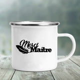 HULIANFU Merci Maître Print Mugs Creative Coffee Cups Drinks Water Milk Tea Cup Enamel Mug School Home Handle Drinkware Best Teacher Gift
