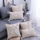 HULIANFU Simple Square Tassel European Style Sofa Pillow Ins Cushion Retro Style Throw Pillow Home Decorative Cushion Cover Without Core