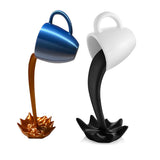 HULIANFU Resin Statues Floating Coffee Cup Art Sculpture Home Kitchen Decoration Crafts Spilling Magic Pouring Liquid Splash Coffee Mug