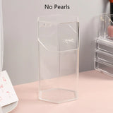 HULIANFU Pearl Cosmetic Brush Holder Transparent Acrylic Cosmetic Brush Container Dustproof Beauty Makeup Tools Organizer Pen Storage Box
