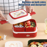 HULIANFU Kawaii Portable Lunch Box For Girls School Kids Plastic Picnic Bento Box Microwave Food Box With Compartments Storage Containers