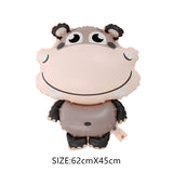 HULIANFU Jungle Cartoon Animal Balloon Rabbit Fox Penguin Hippo Tiger Crocodile Aluminum Foil Balloon Zoo Party Children  Toy