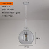 HULIANFU Sliver Bronze Loft Modern Pendant Light Glass Ball Hanging Lamp Kitchen Light Fixture Dining Hanglamp  Living Room Luminaire