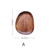 HULIANFU Whole Wood lovesickness Wood Irregular Oval Solid Wood Pan Plate Fruit Dishes Saucer Tea Tray Dessert Dinner Plate Tableware Set