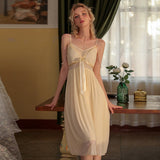 hulianfu Mesh Cloth Suspender Nightdress Long Sweet Pajamas Princess Sleepwear Sexy Ladies Chest Cushion Halter Women Home Service