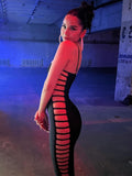 Hulianfu Elegant Side Hollow Out Backless Sexy Midi Dress For Women Gown Summer New Spaghetti Strap Sleeveless Club Party Dress