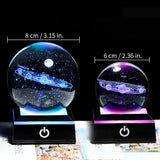 HULIANFU New 80mm K9 Crystal Solar System Planet Globe 3D Laser Engraved Sun System Ball with Touch Switch LED Light Base Astronomy Gifts
