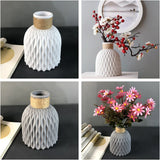 HULIANFU Modern Flower Vase Imitation Ceramic Flower Pot Decoration Home Plastic Vase Flower Arrangement Nordic Style Home Decoration