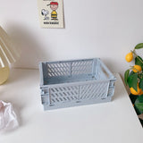 HULIANFU Ins Desktop Plastic Storage Baskets Organizer Box Folding Stackable Toy Storage Basket with Handle Bathroom Storage Box Basket