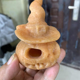 HULIANFU Sun Stone Halloween Pumpkin Skulls Collection Natural Stone Carved Wicca Figurine 1pcs