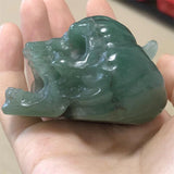 HULIANFU Natural Green Aventurine Pumpkin Skull Crystal Carving Healing Halloween Ornaments Gift Reiki Home Decoration 1pcs