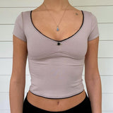 Hulianfu Women's Square Neck Long Sleeve Top Basic Slim Fitted T-Shirt Crop Top Sexy Solid Lace Tee Chic Y2k Aesthetics Tunics